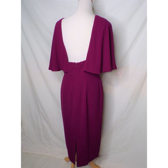 DRESS THE POPULATION Louisa Butterfly Sleeve Cocktail Dress Magenta Medium 6-8 - Picture 10 of 11